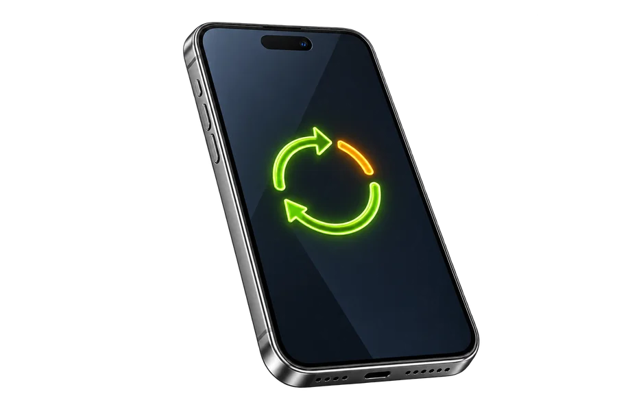 Telefonas su pasikartojančio persikrovimo rodyklėmis