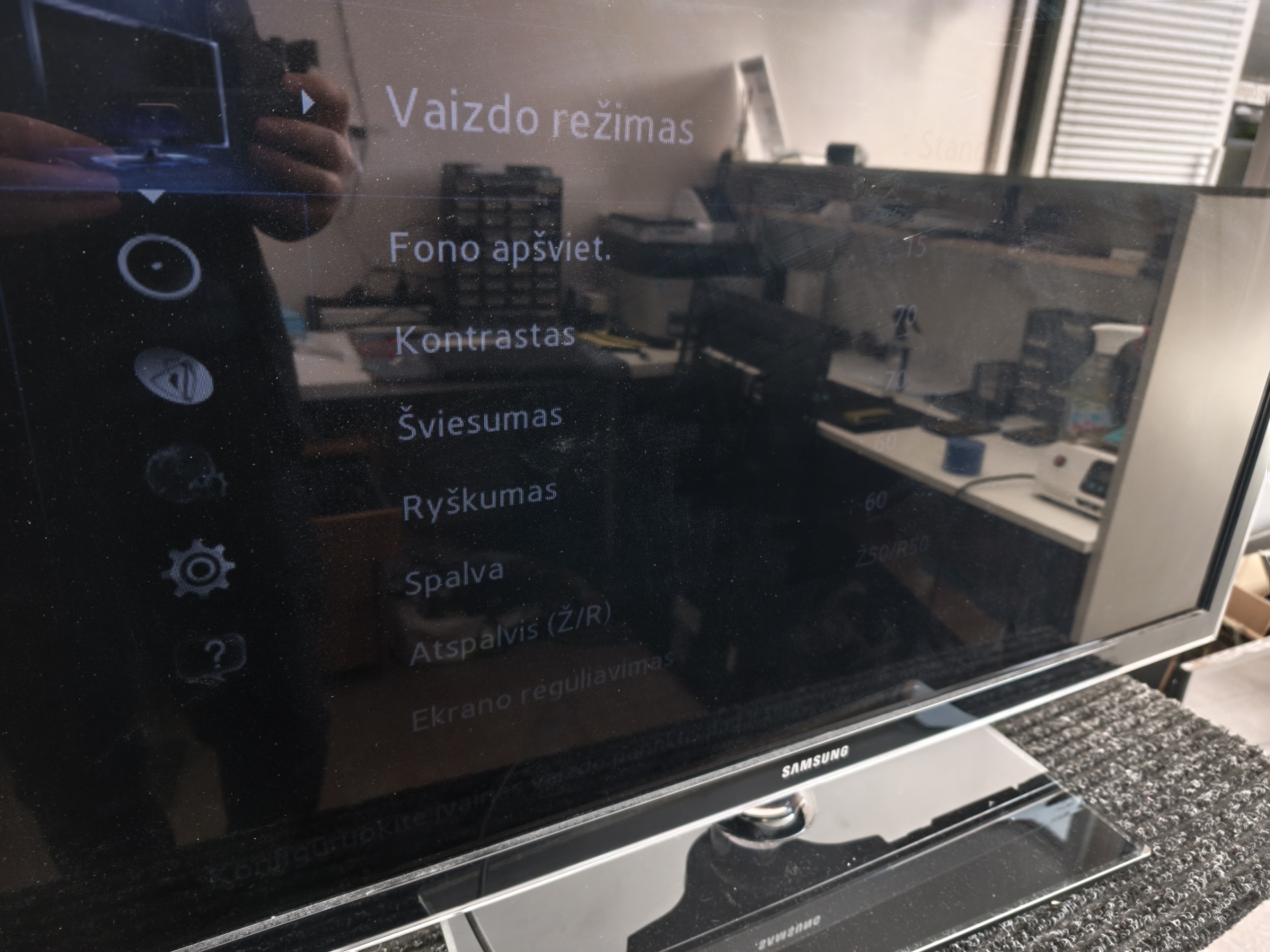 Samsung televizorius po remonto – nustatymų meniu
